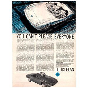 1964 Lotus Elan Convertible Sketch You Can't Please Everyone Vintage Print Ad